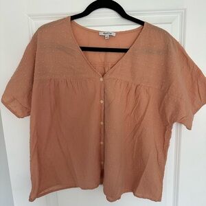 Madewell Swiss Dot V-neck Button-Up Blouse